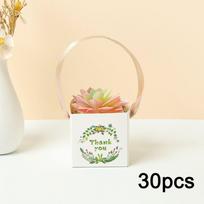 30pcs Gift Bags with Ribbon Handle Square Succulent Bag Gift Succulents Wraps Bags Thank You Bags for Succulents Pots Plants Paper Baskets Plants Box 30pcs beige