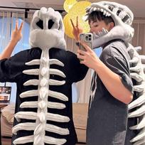 Dinozaurų skeletas gobtuvas pliušinis žaislas išorinis skeletas lėlė parodinis kostiumas juokinga kepurė 75cm/500g