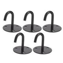 5Pcs Heavy Duty Fixed Pad Eye Plate Thickened Black 304 Stainless Steel J Shaped Ceiling Mount Hanger S 8.9x1.5in