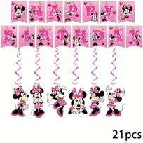 Disney 21 vnt. Minnie serijos vėliavėlių dekoracijų rinkinys  Tinka šeimos susibūrimams, draugų vakarėliams, šventėms ir gimtadieniams dekoruoti 21-piece minnie mouse party decoration set pink