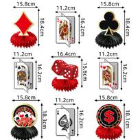 9Pc/Set Casino Las Vegas Theme Poker Playing Card Desktop Honeycomb Ornament for Adults Boy Birthday Game Night Party Decoration