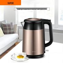 Supor 1.7L Double-Layer Stainless Steel Electric Kettle CN plug (adapter included)