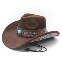 Stylish and Sophisticated Western Cowboy Hat, Perfect for Vacations and Travel, Ethnic Style, Tibetan Jazz Embroidered Hat M（56-58cm） ruda