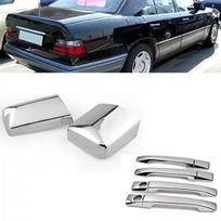 Chromuotos šoninių durų rankenėlės + veidrodėlio dangteliai, tinkami Mercedes W124 300E E220 E320 E500 gray