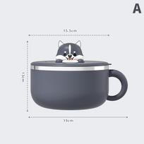 Stainless Steel Instant Noodle Bowl With Lid Large Capacity Multipurpose Lunch Container for Student Dormitory Eating A pilka spalva