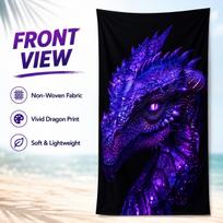 Cool Fantasy Purple Dragon Towel Flat Print Black Bath Towel Quick Dry Microfiber Beach Towel for Swim Pool Summer Vacation Gift 40X60CM