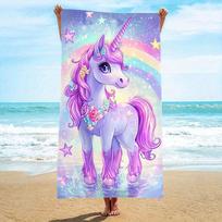 Single Piece Packaging, Ultra-Fine Fiber, Dreamy Unicorn Pattern Beach Towel, Quick-Drying Ultra-Fine Fiber, Strong Wrap Design 50x100cm(20x40in) pink
