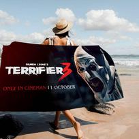 T-Terrifier 3 Horror Clown Movie Beach Towel Summer Kids Large Bath Pool Beach Towel Microfiber Absorbent For Swimming Travel Cotton 30x60cm