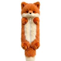 Plush Fox Pencil Case Soft Fur Zippered Stationery Holder for School Office Supplies Storage and Organization One Size ruda
