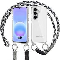 Dėklas Samsung Galaxy A57 5G, Atsparus smūgiams, Kietas, Plonas, Skaidrus, su petnešėle, Baltas Juodas balta