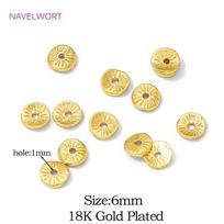 6mm Beads Separators 18K Gold Plated Round Spacer Beads For Jewelry Making Supplies,Brass Loose Beads,DIY Beading Accessories 50 Pieces