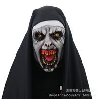 Chilling Nun Horror Mask Cosplay Valak High-quality Latex Full Face With Scarf