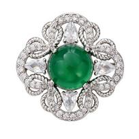 New Chinese-Style Brooch, Ruyi Floral Motifs Lapel Pin with High Transparency Cubic Zirconia Surrounding, Lightweight Badge for Suits Coats Jewelry F