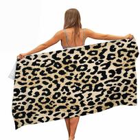 Leopard Print Microfiber Beach Towel Tigers Absorbent Swimming Towel Lightweight Quick Drying Pool Towel Perfect for Men Women H30xW50cm
