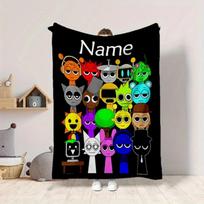 Sprunki Blanket With Name Customized Flannel Blanket For Kids Boys Girls Soft Perfect Birthdays Travel or Home Bed Sofa Decor Flannel 75 x 100cm