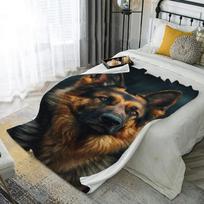 Cute German Shepherd Microfiber Flannel Cover Blanket Bedroom Living Room Sofa Soft And Comfortable Home Decoration 100cmx70cm gray