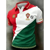 Men's Classic Football Polo Shirt Portugal Inspired Design Short Sleeve Casual Sportswear Lightweight Breathable Fabric XXXXXL