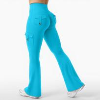 High Waist Flare Cargo Yoga Pants for Women with Pockets Stretchy Athletic Workout Trousers for Gym Fitness Hiking Running M
