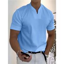 Men Muscle Fitness Sports V Neck Short Sleeve T Shirt For Men M mėlyna