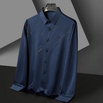 Vyriški marškiniai ilgomis rankovėmis Vyriška rudens mada Korietiška vidutinio amžiaus laisvalaikio universali besiūlė elastinė marškinėliai vyrams 4XL black