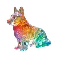 Colorful Glass Dog Ornaments Rainbow Gradient Puppy Figurines Decorative Dog Sculpture Gift for Holidays Birthdays L
