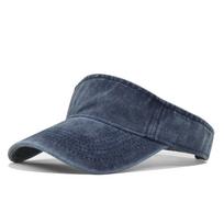 Washed Cotton Visor Cap Adjustable Open Top Sun Hat Breathable Lightweight Outdoor Sports Headwear for Men and Women One Size