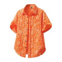 Mens Hydrangea Print Short Sleeve Lapel Loose Casual Shirt XXL