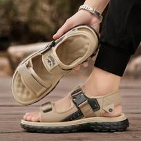 Sandals New summer leisure sports breathable soft sole light driving wading beach shoes 39 chaki
