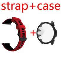Strap + Case For Garmin Forerunner 570 970 965 955 165 265 255 Case Strap Cover Tempered Glass Screen Protector Protective Bumper Silicone Band Forerunner 570 47mm raudona juoda spalva