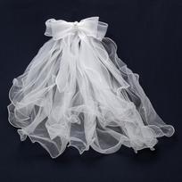 Certificate Veil Sweet Runaway Puff Sleeve Wedding Dress with Bridal Hair Accessories and Handmade Jewelry