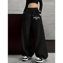 Women's Fleece Sweatpants Winter Warm Loose High Waisted Trousers with Drawstring Tunic Joggers S