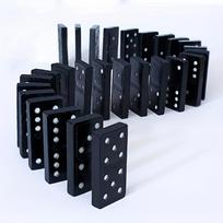 Medinis domino rinkinys Klasikinis juodas domino žaidimas su laikymo dėžute 2PCS juoda
