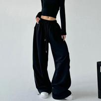 Y2K Harajuku Wide Leg Sweatpants Women Streetwear Baggy Oversize Gray Sports Pants High Waist Drawstring Casual Joggers Trousers S juoda