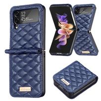Applicable to Samsung Z Flip7 mobile phone case Z FLIP5 rhombus pattern small fragrant wind solid color folding mobile phone case Samsung zflip4 mėlyna