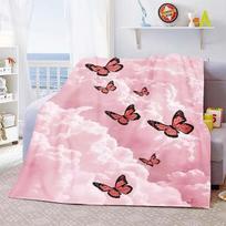Drugelio antklodė Dovana moterims merginoms Super minkšta jauki drugelio pledas Šiltas pūkuotas pliušinis vilnos pledas lovai sofai 70x100cm-XS white