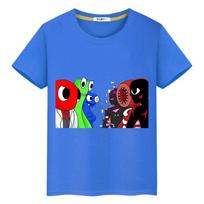 Rainbow Friends Graphic Kawaii Tops Boys pride tshirt 100%Cotton T-shirt Tshirts y2k one piece Anime Tees kids clothes girls 100 blue