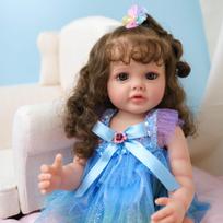 Realistiška 22 colių atgimusi lėlė su minkštu silikonu, lanksti 3D gimtadienio dovana 55 cm implantuotų plaukų lėlių žaislas 55CM Doll