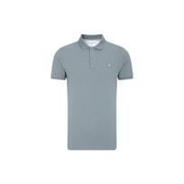 Calvin Klein Solid Color Embroidered Logo Short Sleeve Polo Shirt Men Tops Grey-Green J324246-PN6 M gray