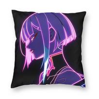 Cyberpunk Lucy Edgerunners Square Pillowcase Polyester Linen Velvet Printed Zip Decor Throw Pillow Case Bed Cushion Cover 18 12x12Inch