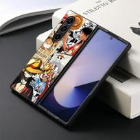 One Piece Luffy Zoro Back Phone Cover Case for Samsung Galaxy ZFold3 Z Fold 7 6 5 4 3 ZFold6 ZFold7 ZFold4 ZFold5 Galaxy Z Fold3 5G black