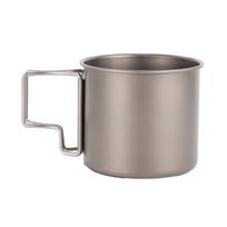 Titanium Camping Mug with Lid & Foldable Handle - Portable Outdoor Travel Cup 390ml (No Lid)