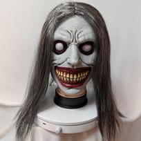 Helovino raganos kaukė su baltu veidu ir akimis, baisus demono galvos apdangalas cosplay Išvarytojo kaukė Gray Exorcist black