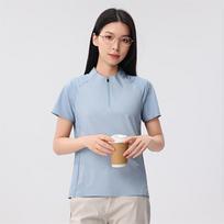 Women's Ice Silk Stand-up Collar T-shirt: Quick-drying, Breathable, Slim Fit Sportswear with Half-zip Short Sleeves L