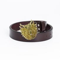 Men's Cowhide Leather Belt with Chinese Dragon - Punk Korean Style Fashion for Motorcycle Riders 120 cm