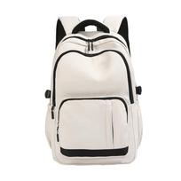 Minimalist Backpack for Men Women Lightweight Nylon School Bag with Multiple Pockets smėlis