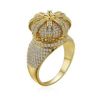 Hot Selling Crown Ring in Europe and America, Men's Electroplated 18k Gold with Zircon Inlay, High-end Hip-hop Ring no. 5