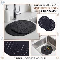 Kitchen Sink Mat 2 Pack Food Grade Rubber Sink Protector Mat Non Slip Easy to Clean Drain Mat for Kitchen Sink One Size white