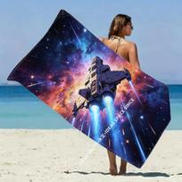 Space Fighter Galaxy Beach Towel Patterned Sunscreen And Windproof Suitable For Swimming Pool Camping Travel Blanket 35x75cm&1pc gray