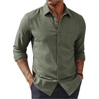 Men Long Sleeve Button Down Shirt Classic Fit Spread Collar Chest Pocket Suitable for Business Casual Wear XXL