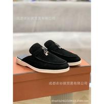 Baotou Women's Large Size Slippers Half Drag Flat Bottom Lazy Comfortable One Pedal Muller Men 35 juoda
